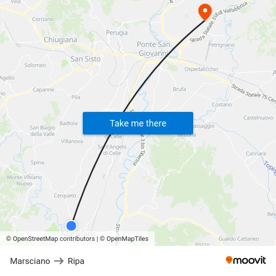 Marsciano to Ripa map
