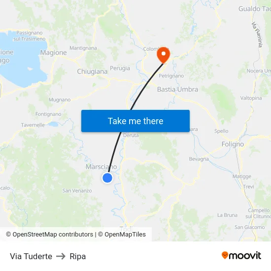 Via Tuderte to Ripa map