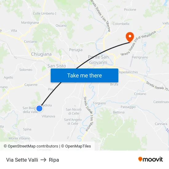 Via Sette Valli to Ripa map