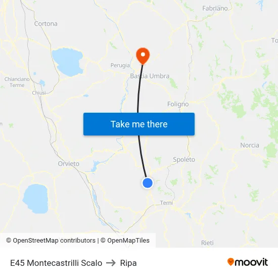 E45 Montecastrilli Station to Ripa map