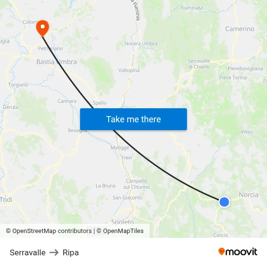 Serravalle to Ripa map