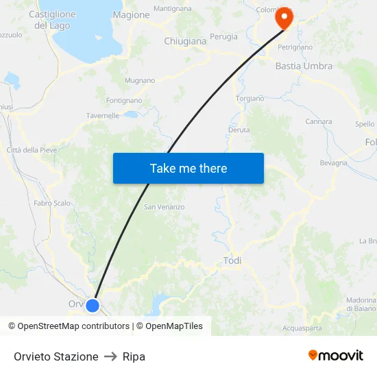 Orvieto Station to Ripa map