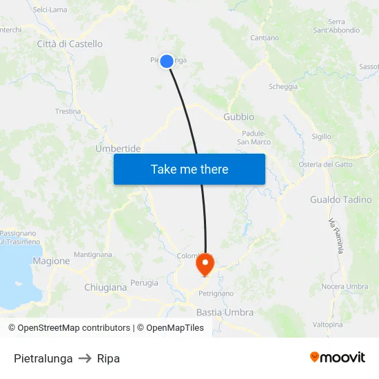 Pietralunga to Ripa map