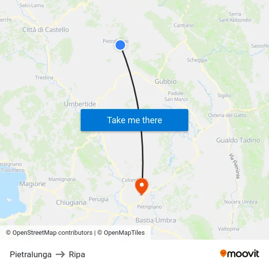 Pietralunga to Ripa map