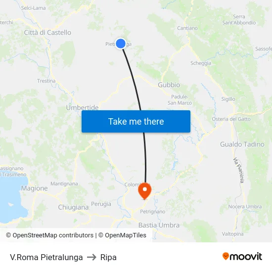 V.Roma Pietralunga to Ripa map