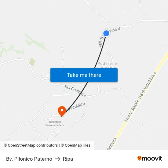 Pilonico Paterno Junction to Ripa map