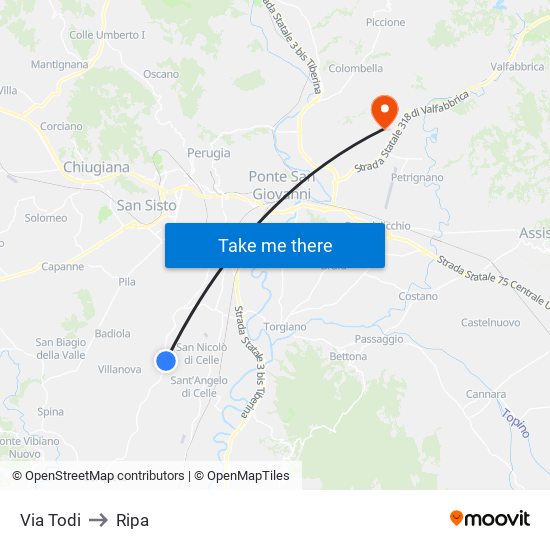 Via Todi to Ripa map