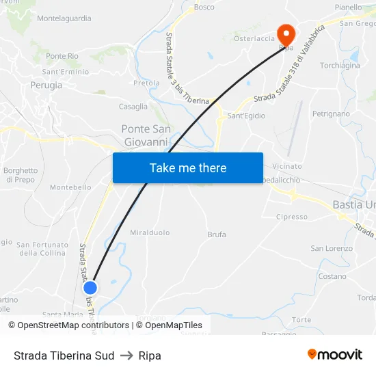 South Tiber Road to Ripa map