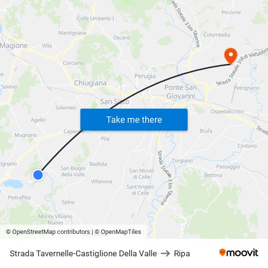 Strada Tavernelle-Castiglione Della Valle to Ripa map