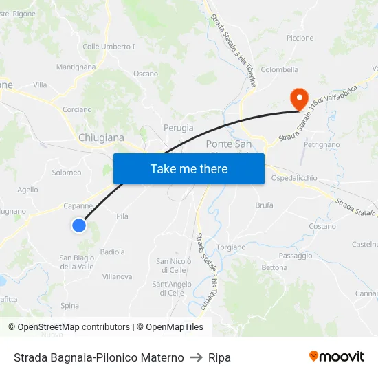 Bagnaia-Pilonico Materno Road to Ripa map