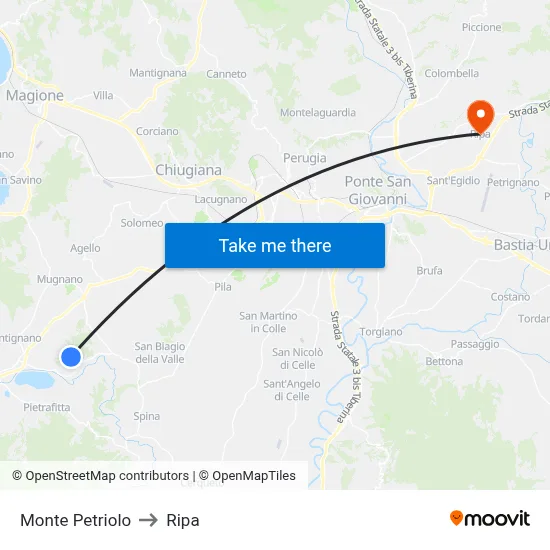 Monte Petriolo to Ripa map
