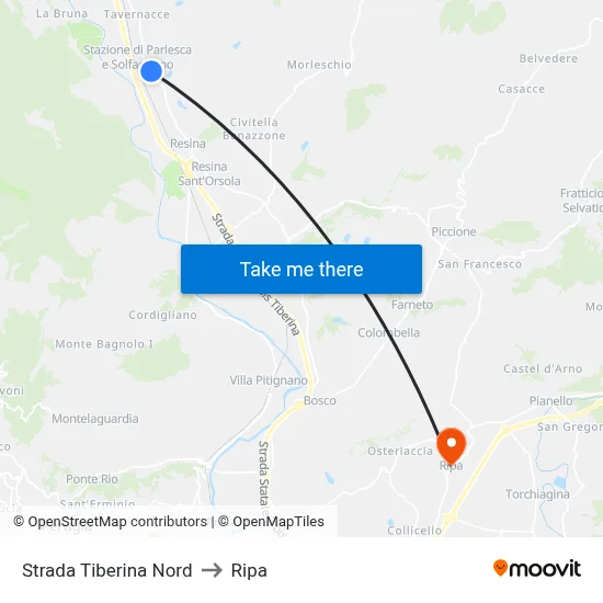 North Tiber Road to Ripa map