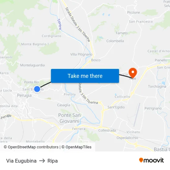 Eugubina Street to Ripa map