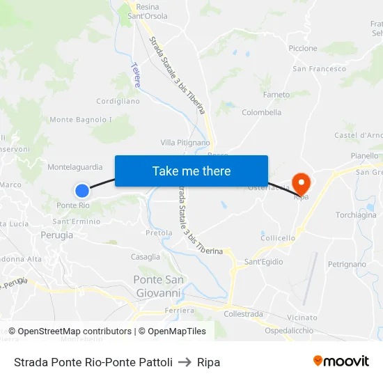 Ponte Rio-Ponte Pattoli Road to Ripa map