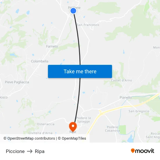 Piccione to Ripa map