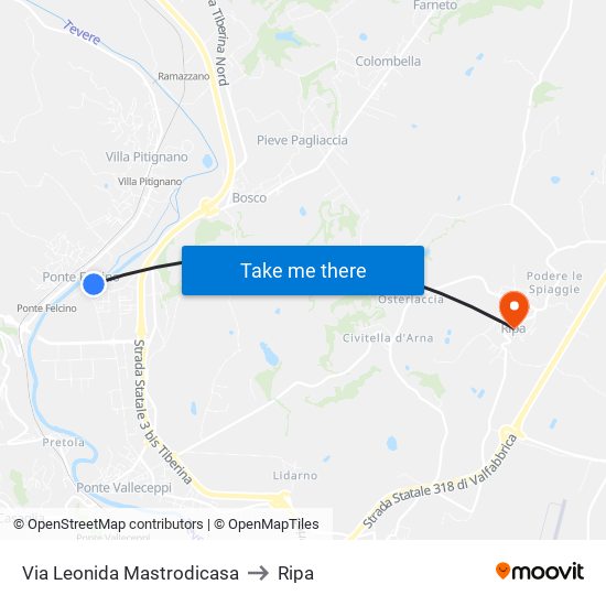 Via Leonida Mastrodicasa to Ripa map