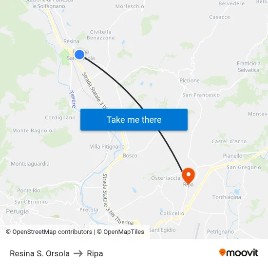 Resina Santa Orsola to Ripa map