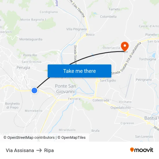 Via Assisana to Ripa map