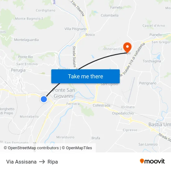 Via Assisana to Ripa map