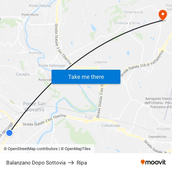 Balanzano Dopo Sottovia to Ripa map