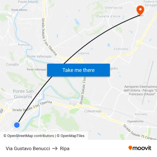 Via Gustavo Benucci to Ripa map
