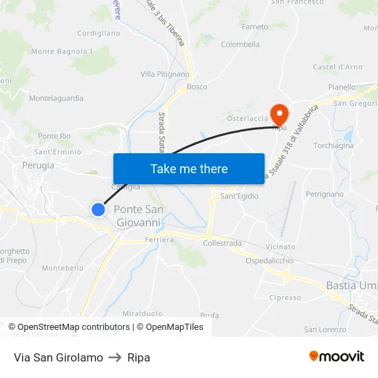 Via San Girolamo to Ripa map