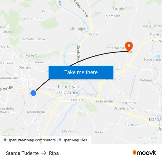 Tuderte Road to Ripa map