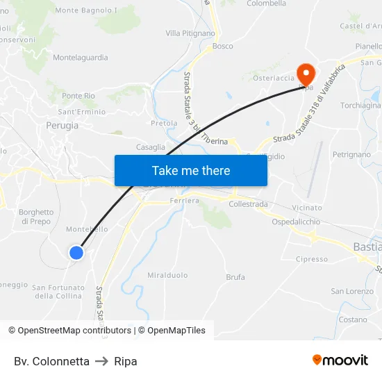 Colonnetta Junction to Ripa map