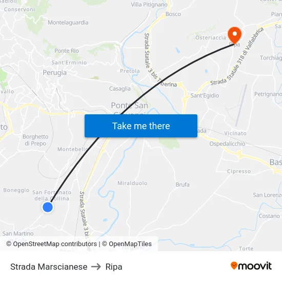 Strada Marscianese to Ripa map