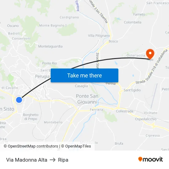 Madonna Alta Street to Ripa map