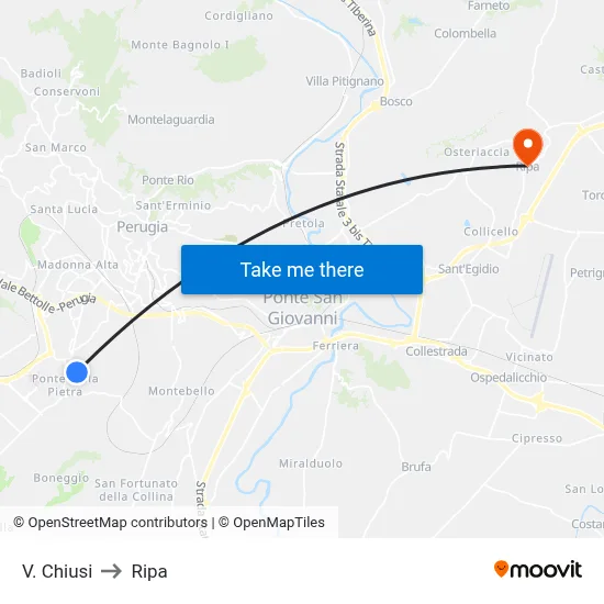 Via Chiusi to Ripa map