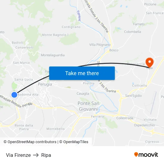 Firenze Street to Ripa map