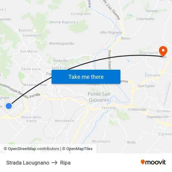 Lacugnano Street to Ripa map