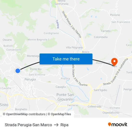 Strada Perugia-San Marco to Ripa map