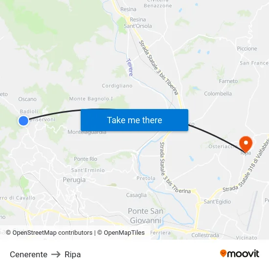 Cenerente to Ripa map