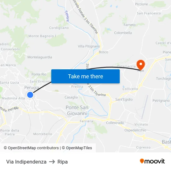 Independence Street to Ripa map
