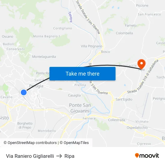 Via Raniero Gigliarelli to Ripa map