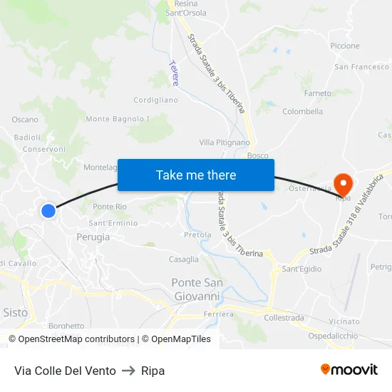 Via Colle Del Vento to Ripa map