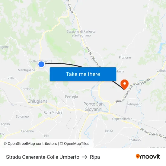 Strada Cenerente-Colle Umberto to Ripa map
