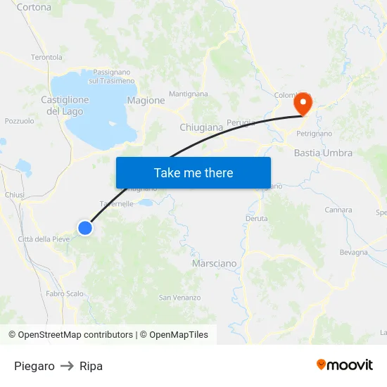 Piegaro to Ripa map