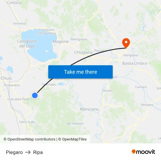 Piegaro to Ripa map