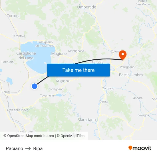 Paciano to Ripa map