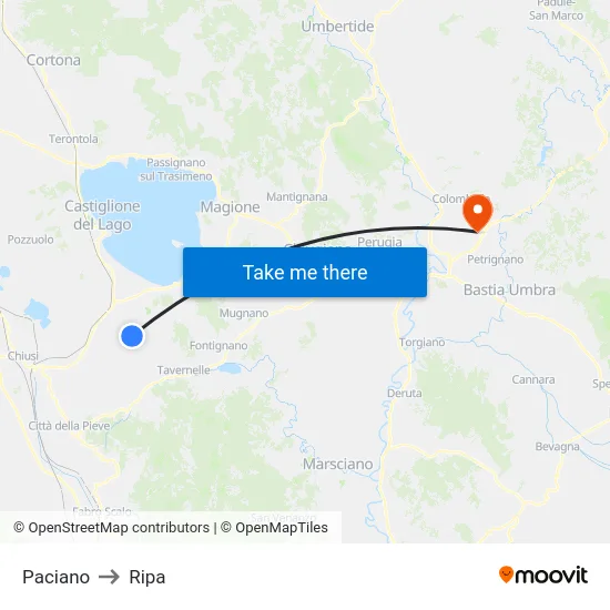 Paciano to Ripa map
