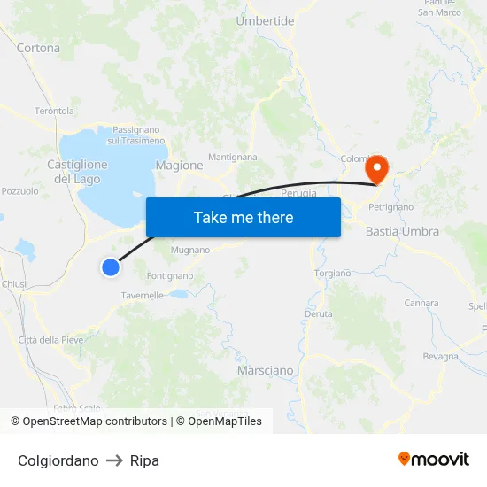 Colgiordano to Ripa map