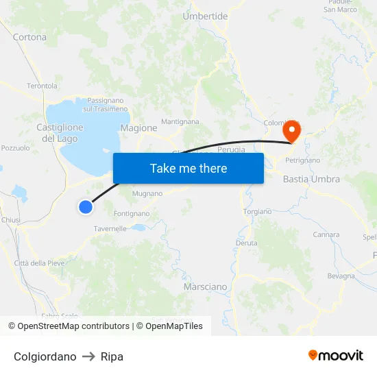 Colgiordano to Ripa map