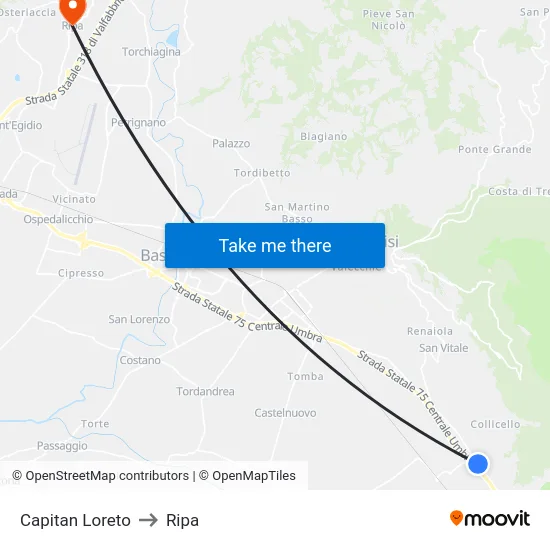 Capitan Loreto to Ripa map