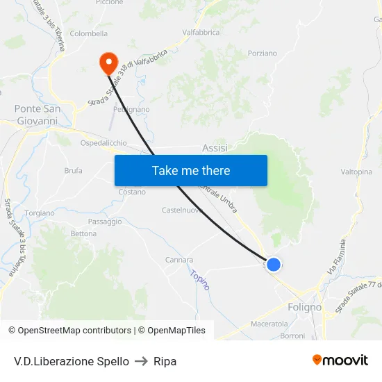 V.D.Liberazione Spello to Ripa map