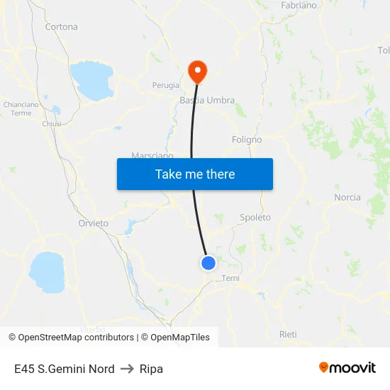 E45 S.Gemini Nord to Ripa map