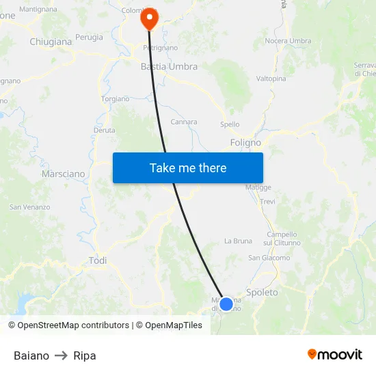 Baiano to Ripa map
