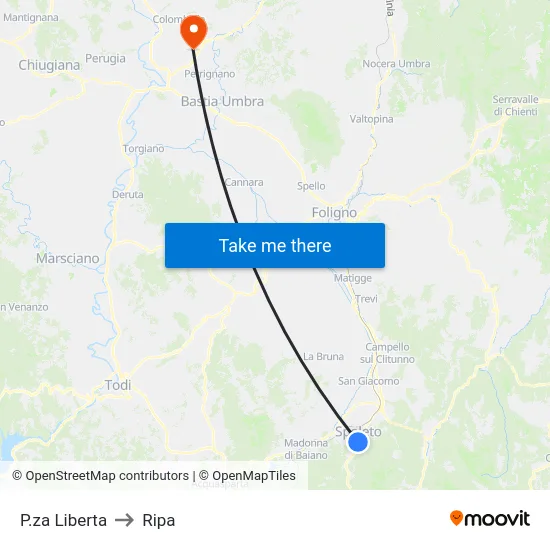 P.za Liberta to Ripa map